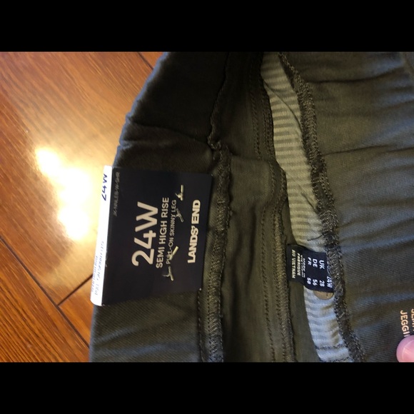 NWT Womens Lands End Semi High Rise Skinny Legging Jeans Plus Size 24W Olive - Picture 3 of 4